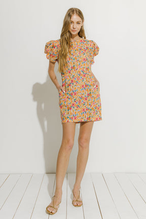 ENDLESS ROSE - Floral Fitted Mini Dress - DRESSES available at Objectrare