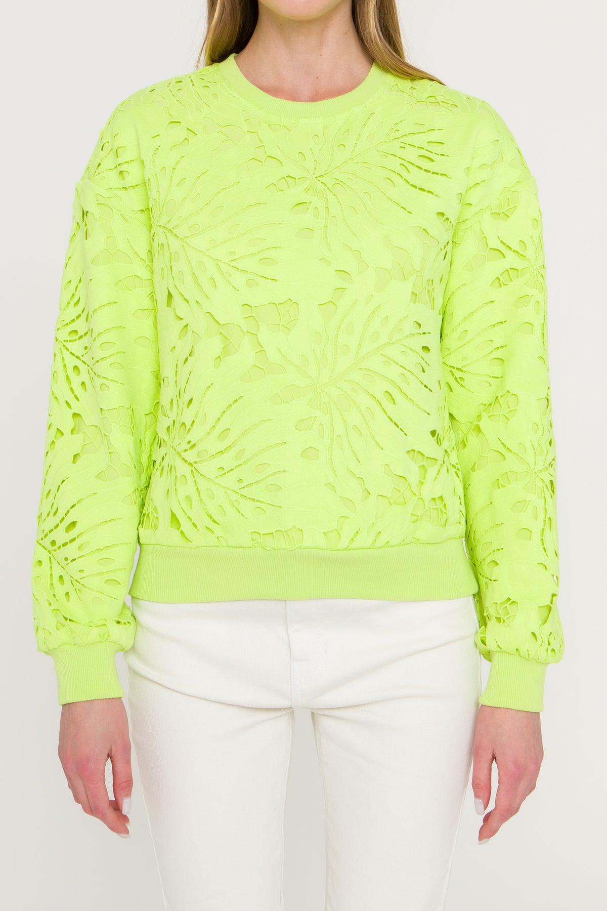 ENDLESS ROSE - All Over Lace Sweatshirt - TOPS available at Objectrare