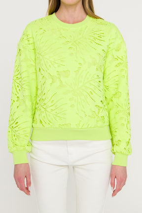 ENDLESS ROSE - All Over Lace Sweatshirt - TOPS available at Objectrare