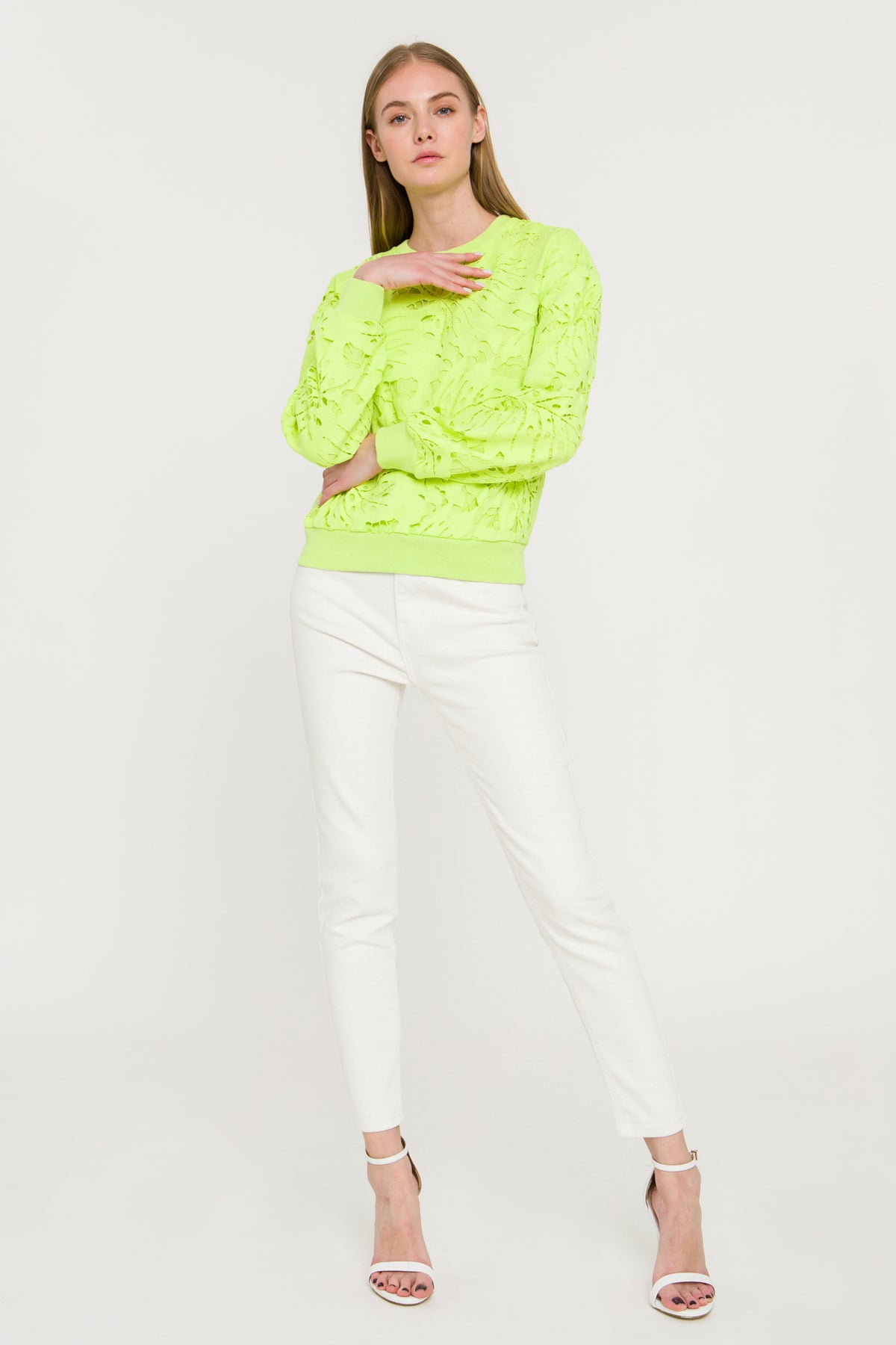 ENDLESS ROSE - All Over Lace Sweatshirt - TOPS available at Objectrare