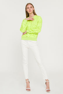 ENDLESS ROSE - All Over Lace Sweatshirt - TOPS available at Objectrare