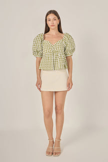 FREE THE ROSES - Gingham Check Top with Embroidery - TOPS available at Objectrare