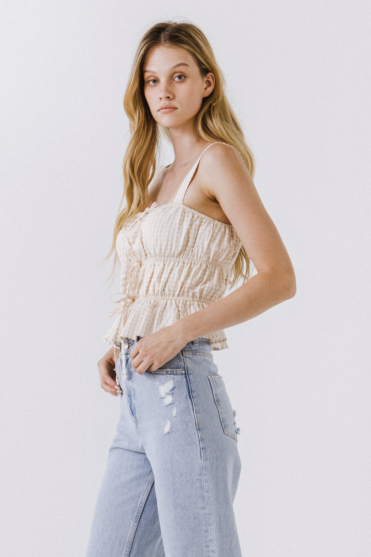 ENGLISH FACTORY - Women Woven Sleeveless Shirred Blouse - TOPS available at Objectrare