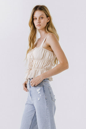 ENGLISH FACTORY - Women Woven Sleeveless Shirred Blouse - TOPS available at Objectrare