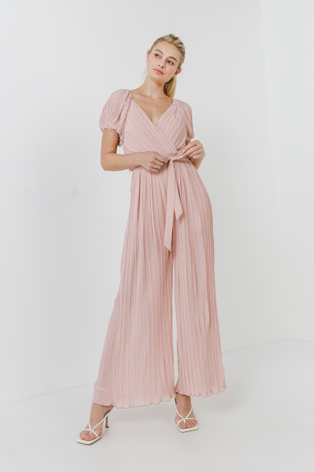 ENDLESS ROSE - Pleated Surplice Jumpsuit - JUMPSUITS available at Objectrare