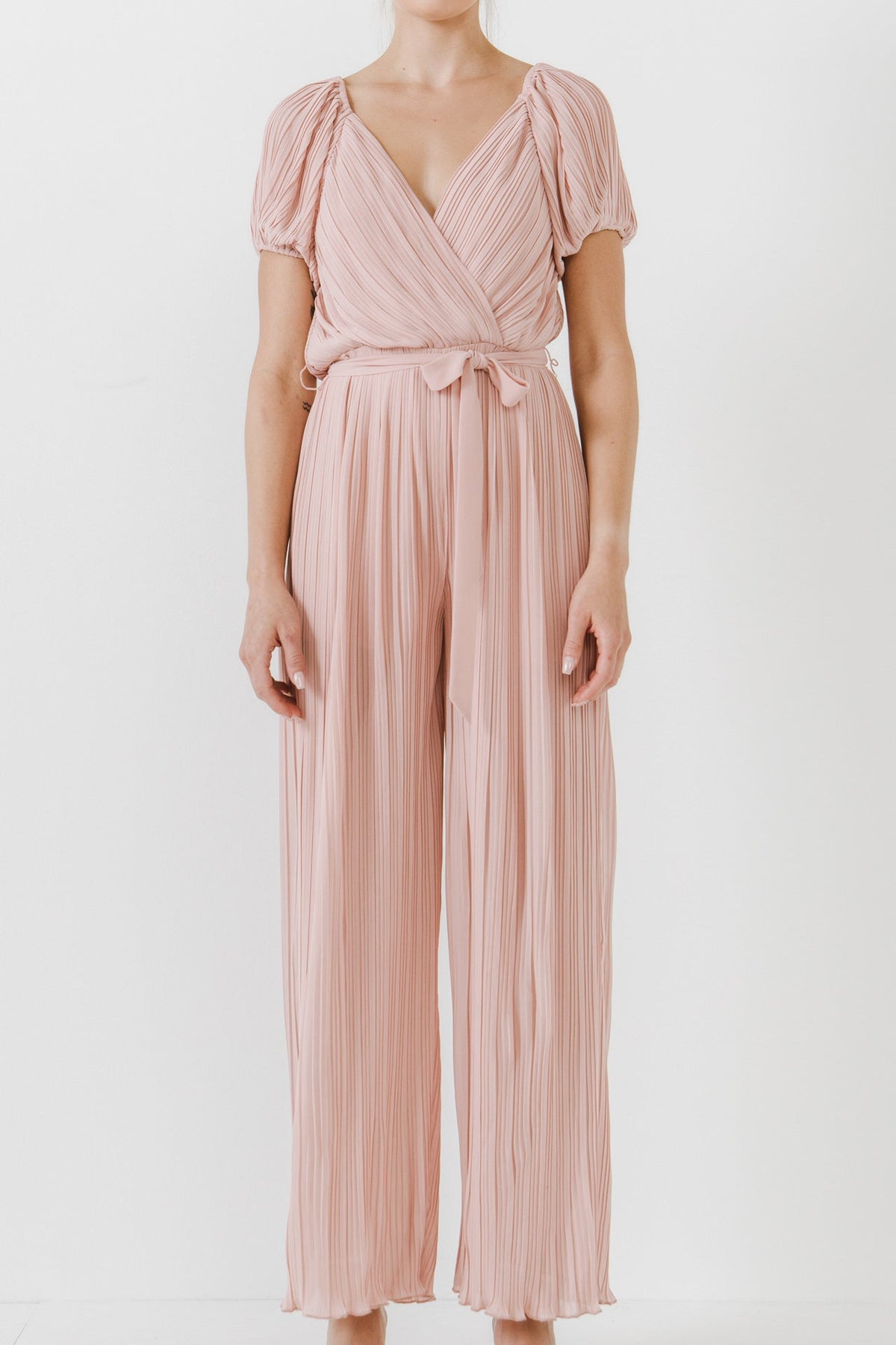 ENDLESS ROSE - Endless Rose - Pleated Surplice Jumpsuit - JUMPSUITS available at Objectrare