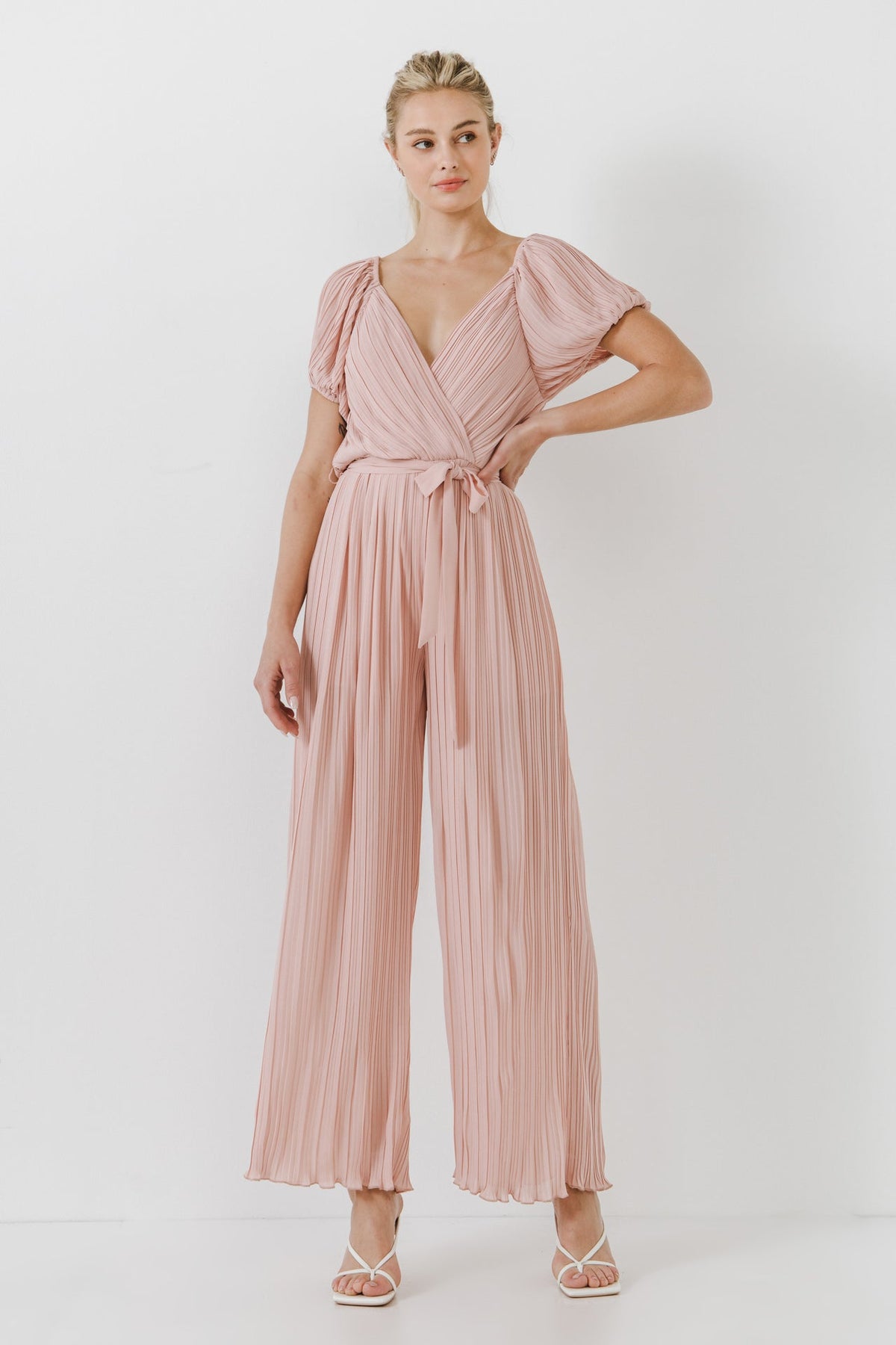 ENDLESS ROSE - Pleated Surplice Jumpsuit - JUMPSUITS available at Objectrare