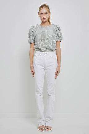 Puff Sleeve Lace Top