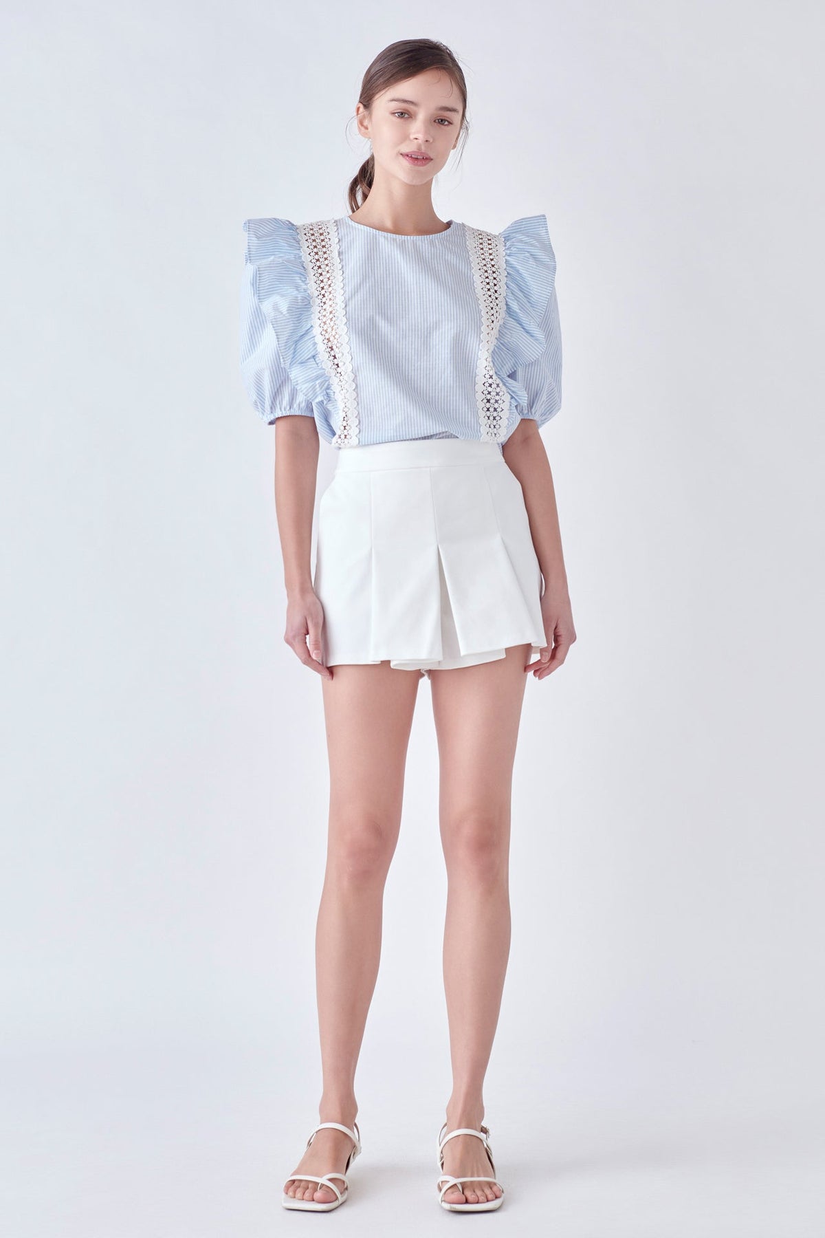 ENGLISH FACTORY - Lace Inserted Top with Puff Sleeves - TOPS available at Objectrare