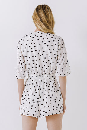 LA'VEN - Polka Dot Tied Romper - ROMPERS available at Objectrare