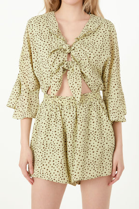 FREE THE ROSES - Free The Roses - Polka Dot Tied Romper with Ruffles - ROMPERS available at Objectrare