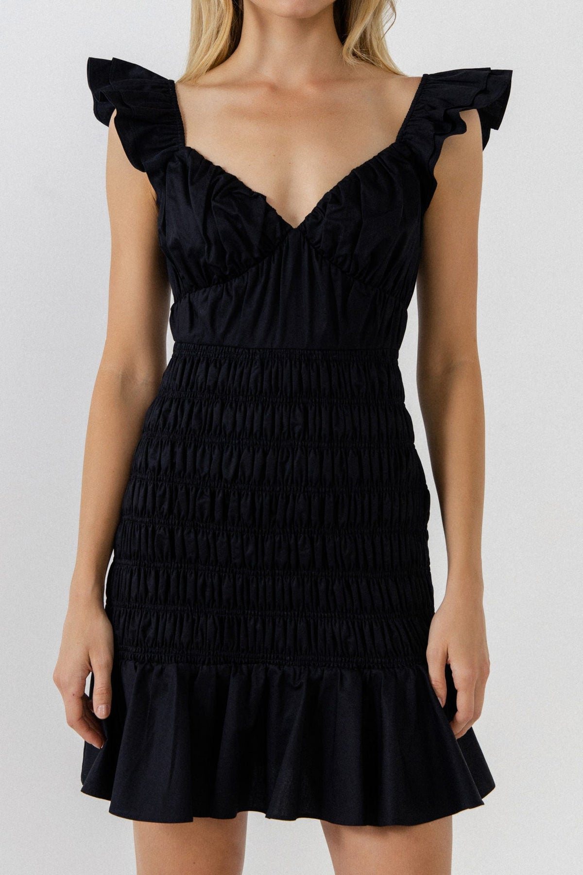 ENDLESS ROSE - Ruffle Sleeve Smocked Mini Dress - DRESSES available at Objectrare