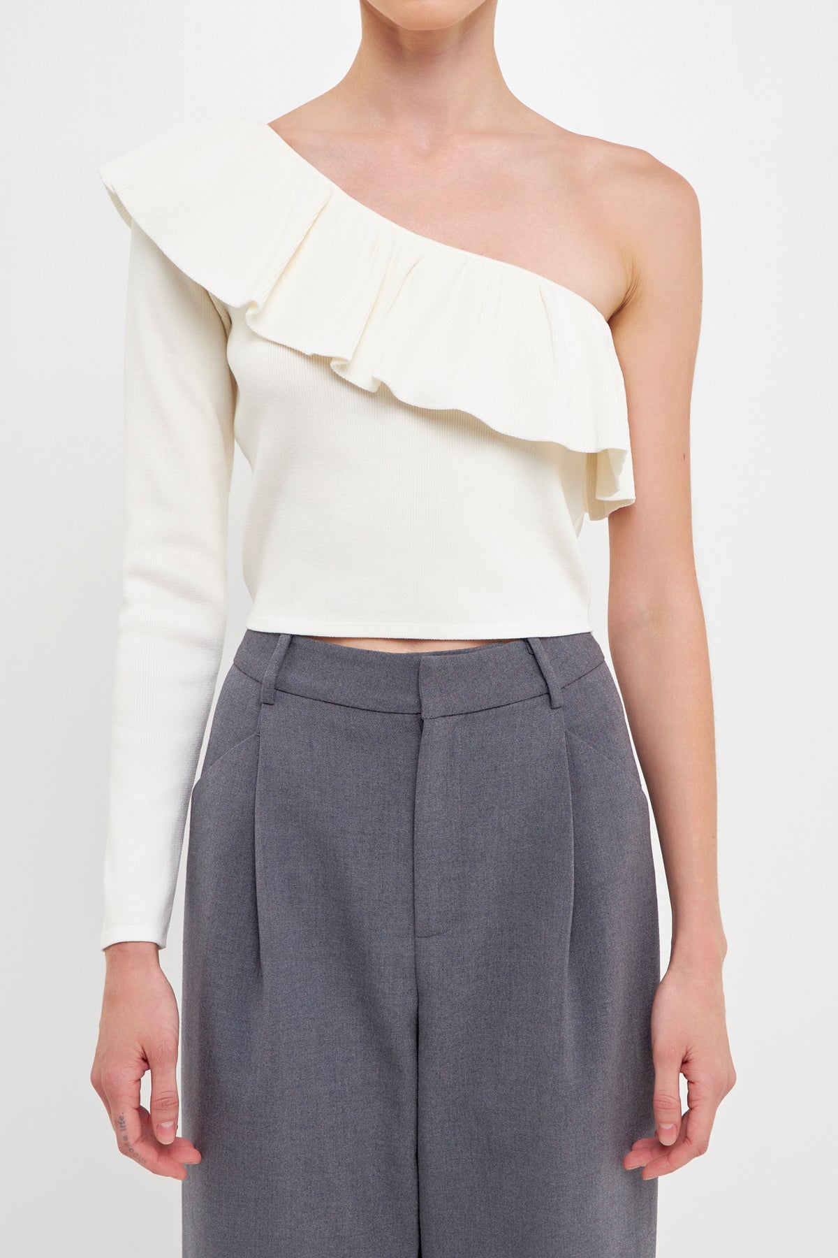 ENDLESS ROSE - One Shoulder Top With Ruffle - TOPS available at Objectrare