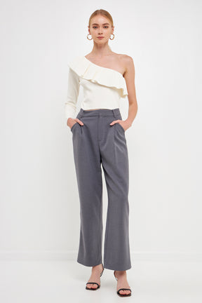 ENDLESS ROSE - One Shoulder Top With Ruffle - TOPS available at Objectrare