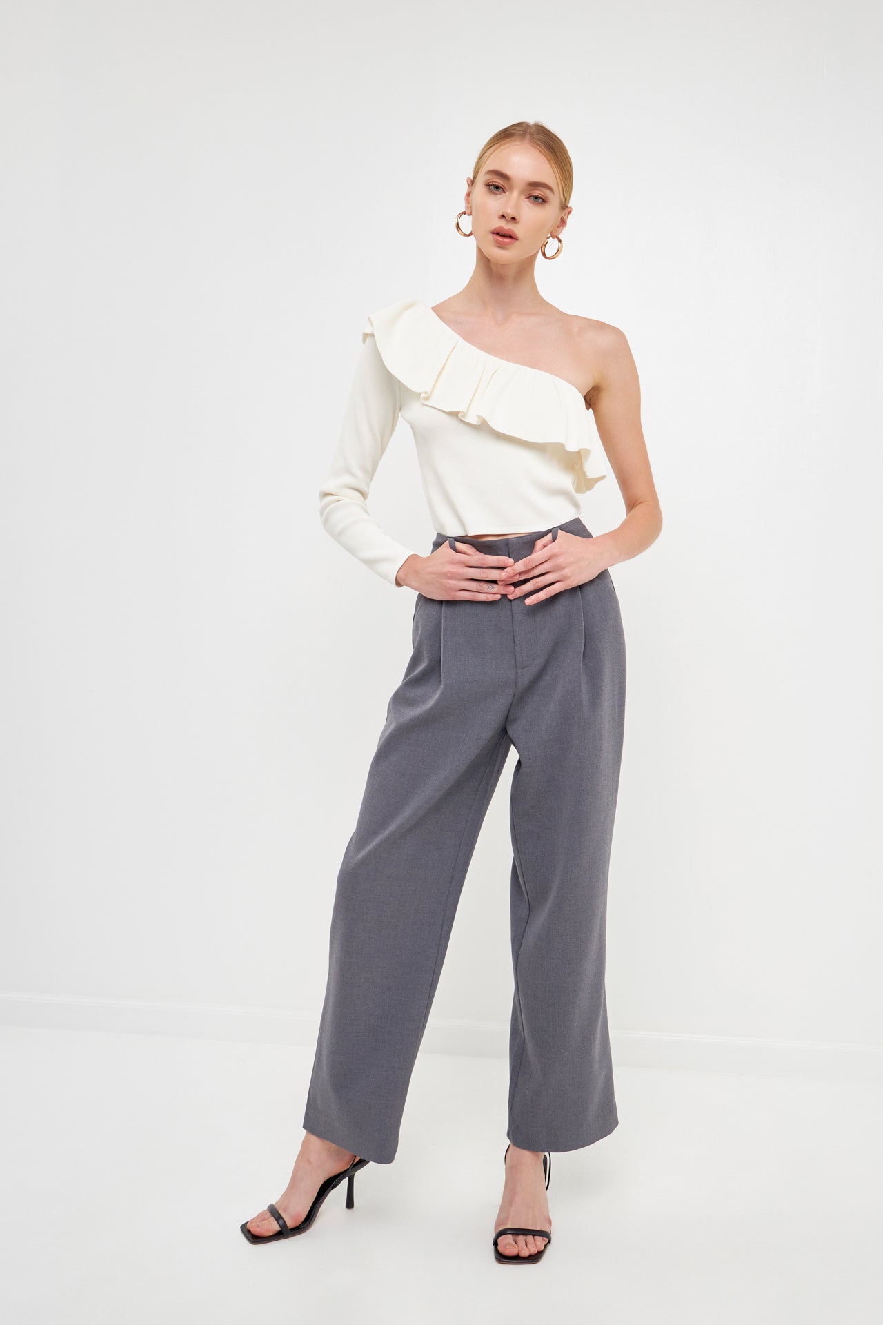 ENDLESS ROSE - One Shoulder Top With Ruffle - TOPS available at Objectrare