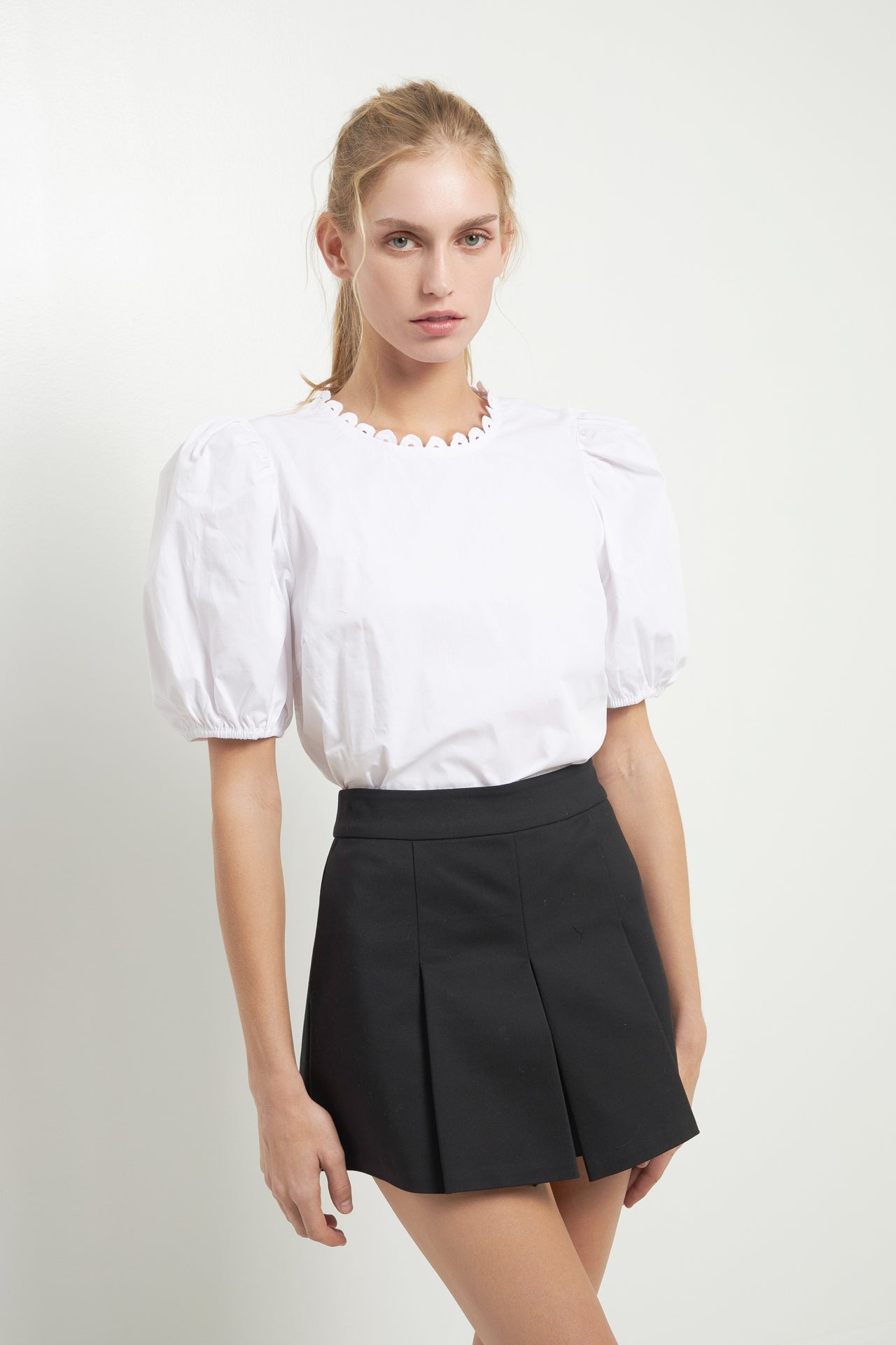 ENGLISH FACTORY - English Factory - Poplin top with Lace Neckline - TOPS available at Objectrare