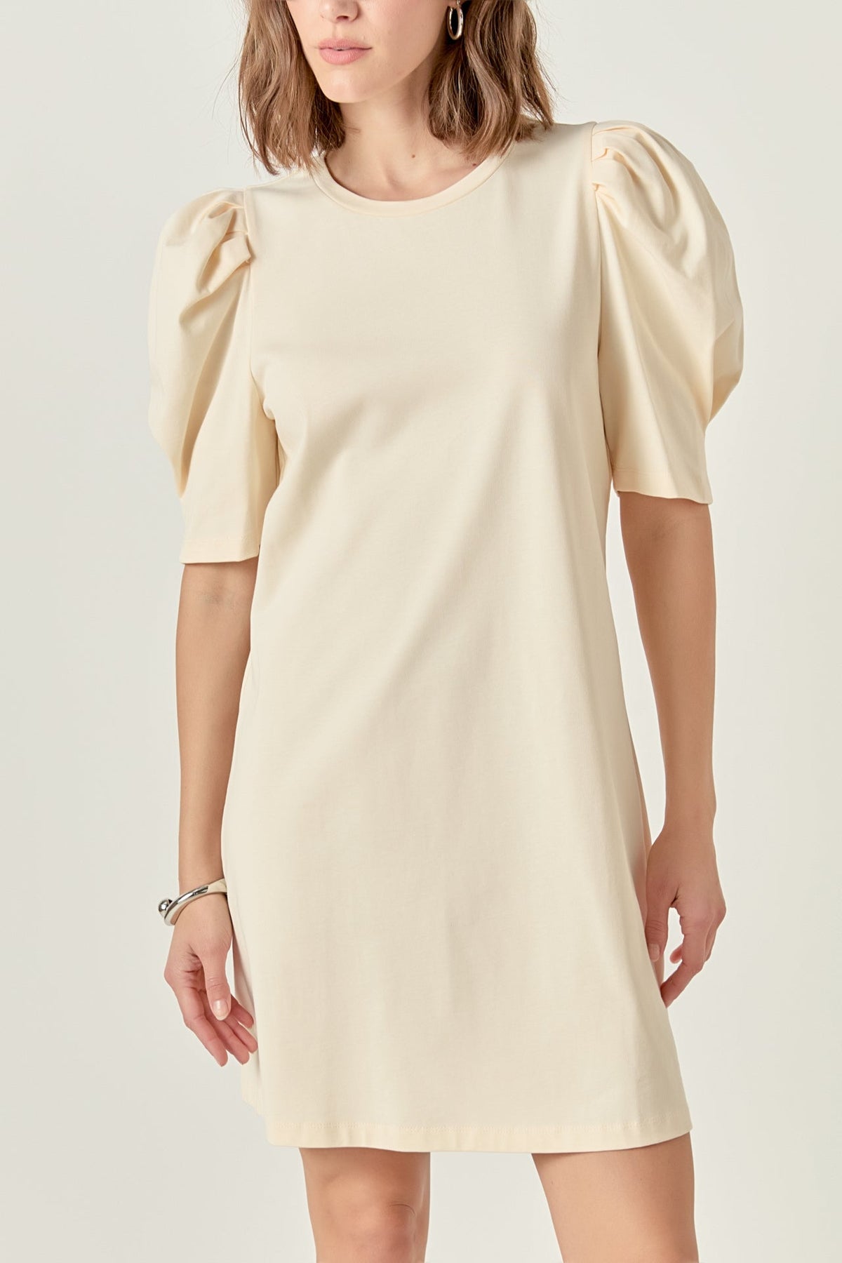 Short Puff Sleeve T Shirt Dress