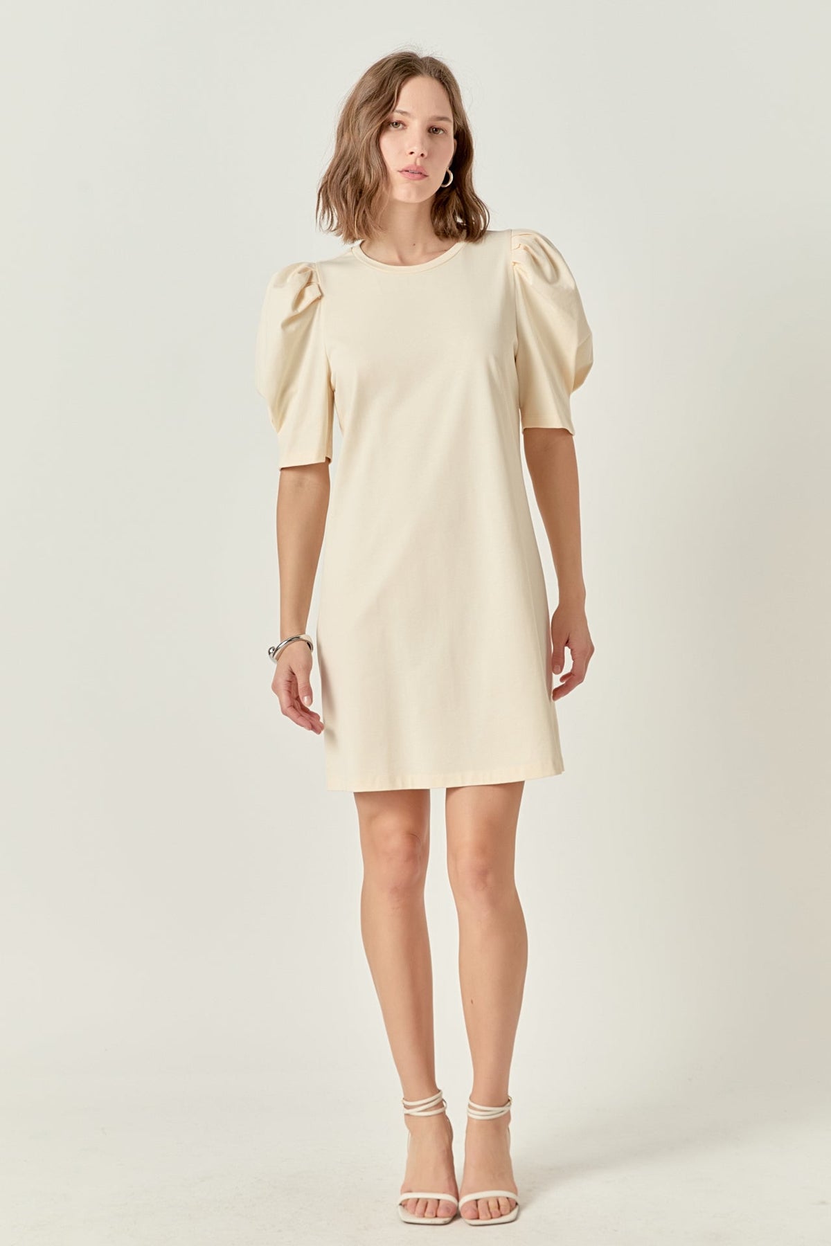 Short Puff Sleeve T Shirt Dress