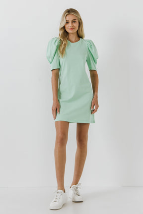ENGLISH FACTORY - Short Puff Sleeve T Shirt Dress - DRESSES available at Objectrare