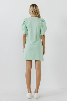 ENGLISH FACTORY - English Factory - Short Puff Sleeve T Shirt Dress - DRESSES available at Objectrare