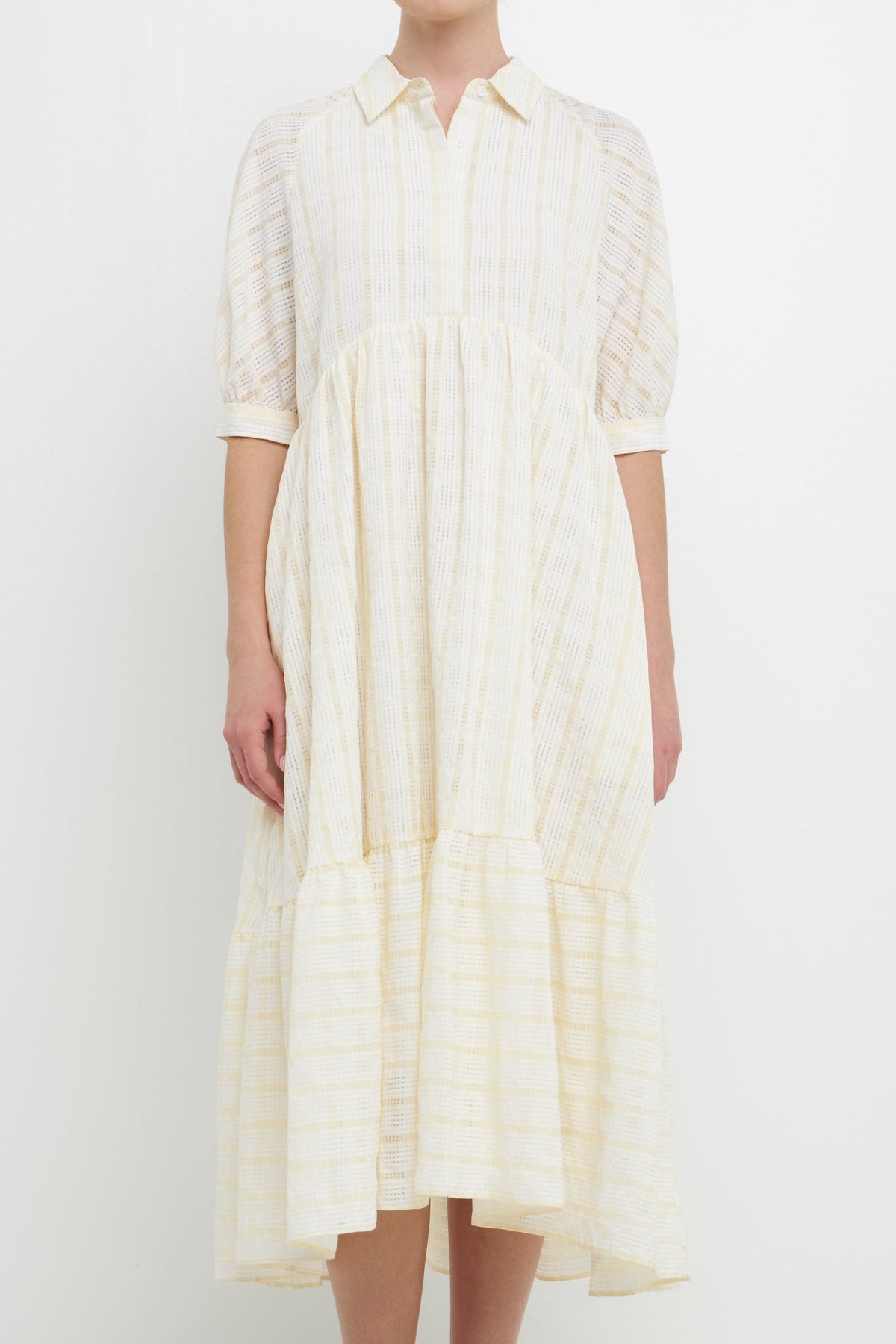 ENGLISH FACTORY - English Factory - Plaid Collared Midi Dress - DRESSES available at Objectrare