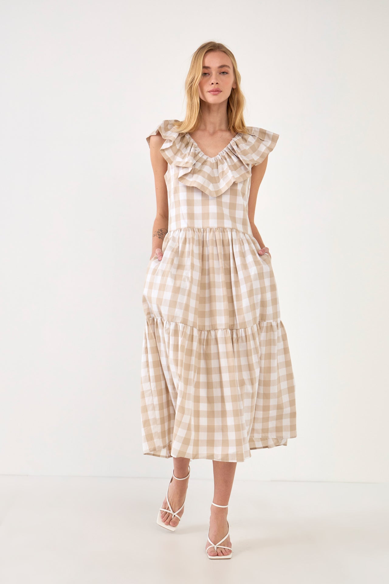 ENGLISH FACTORY - Check Midi Dress - DRESSES available at Objectrare