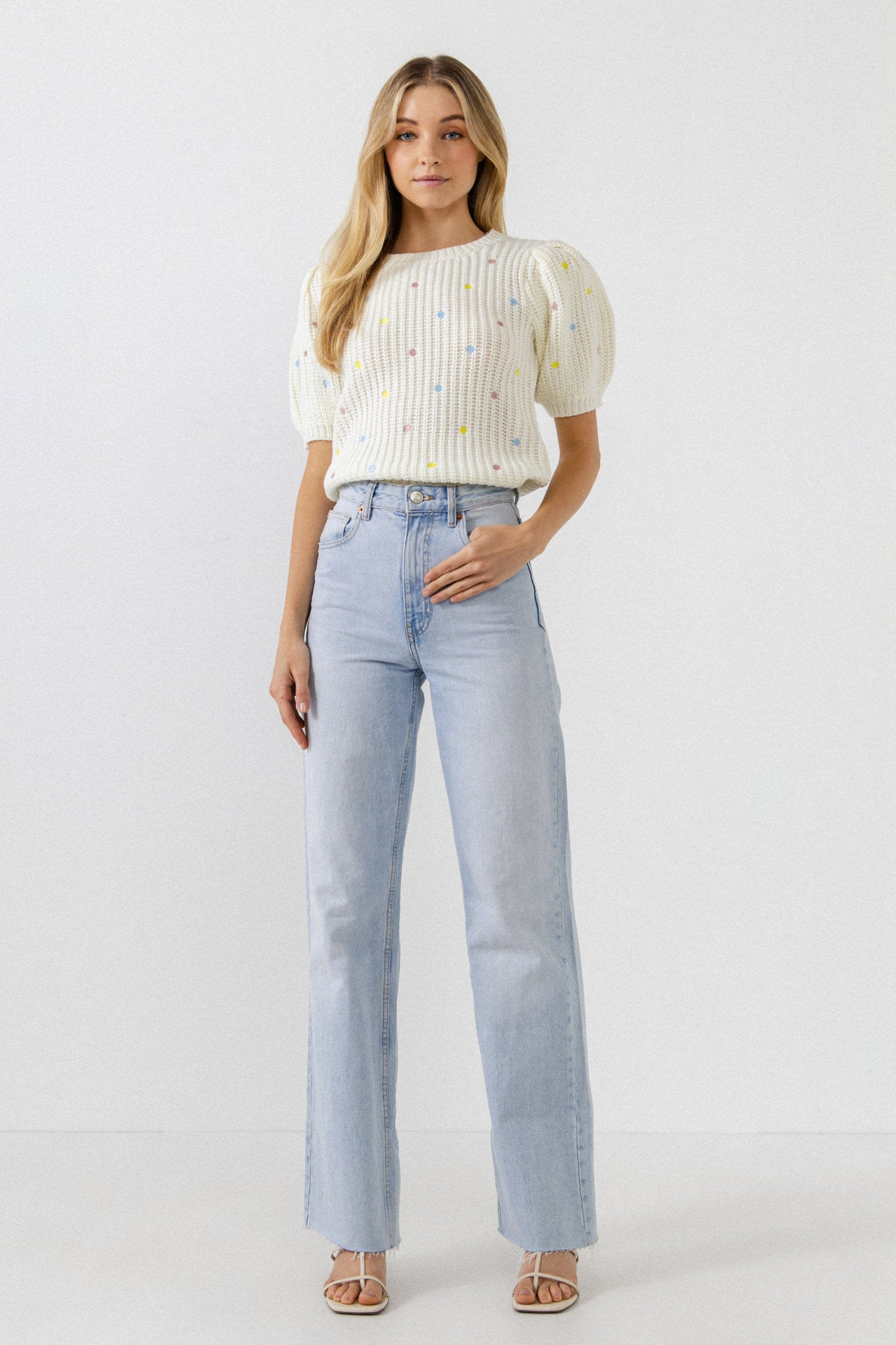 ENGLISH FACTORY - Multi Colored Dot Embroidered Sweater - SWEATERS & KNITS available at Objectrare