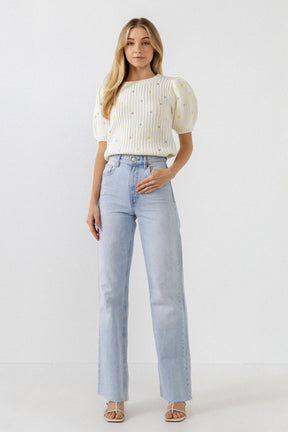 ENGLISH FACTORY - Multi Colored Dot Embroidered Sweater - SWEATERS & KNITS available at Objectrare