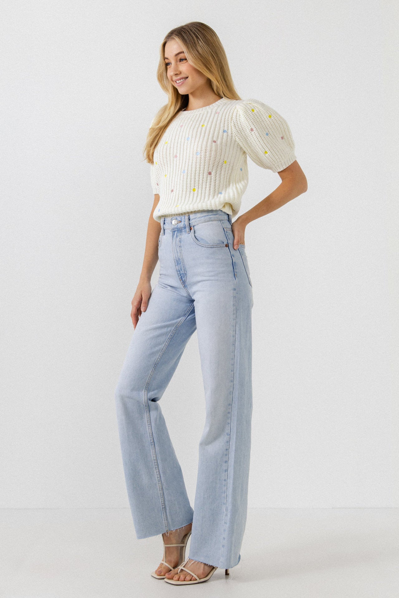 ENGLISH FACTORY - Multi Colored Dot Embroidered Sweater - SWEATERS & KNITS available at Objectrare