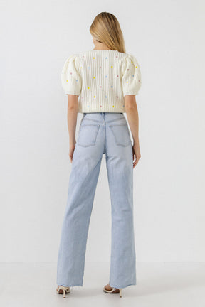 ENGLISH FACTORY - Multi Colored Dot Embroidered Sweater - SWEATERS & KNITS available at Objectrare