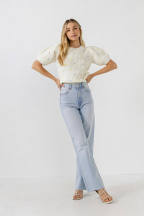 ENGLISH FACTORY - Multi Colored Dot Embroidered Sweater - SWEATERS & KNITS available at Objectrare