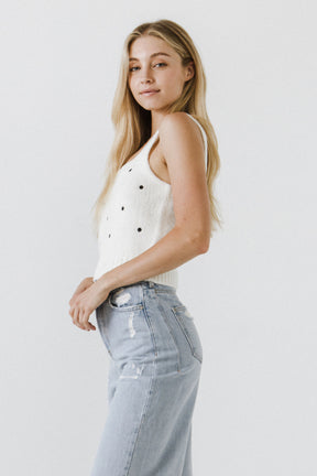 ENGLISH FACTORY - Dot Sweater Tank Top - CAMI TOPS & TANK available at Objectrare