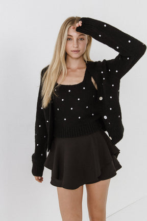 ENGLISH FACTORY - Dot Embroidered Cardigan - SWEATERS & KNITS available at Objectrare