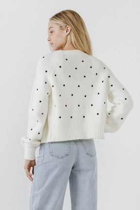 ENGLISH FACTORY - Dot Embroidered Cardigan - SWEATERS & KNITS available at Objectrare