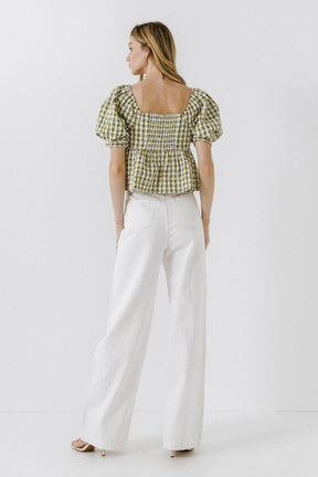 FREE THE ROSES - Free The Roses - Gingham Check Top with Emboridery - TOPS available at Objectrare