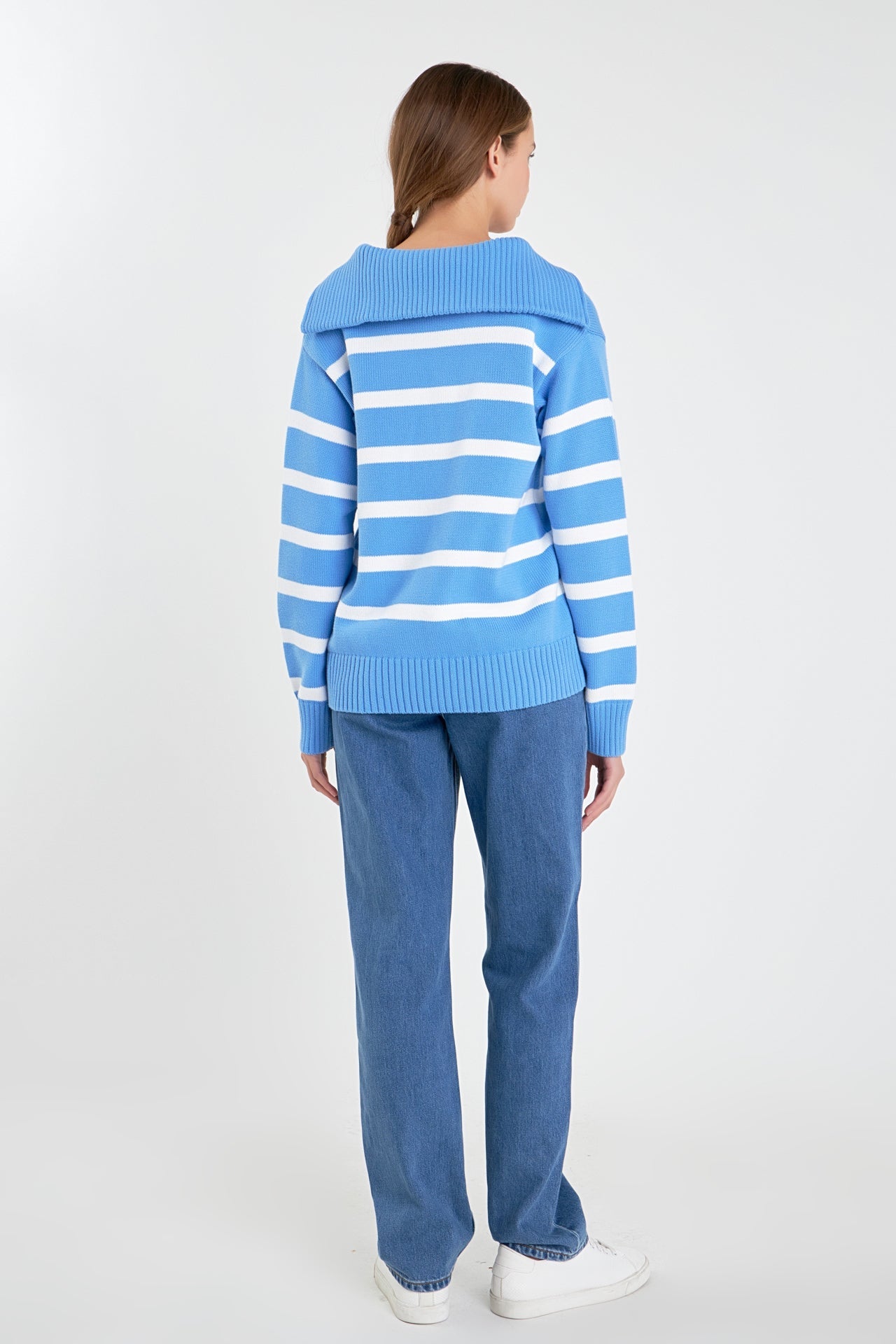 ENGLISH FACTORY - English Factory - Striped Knit Zip Pullover - SWEATERS & KNITS available at Objectrare