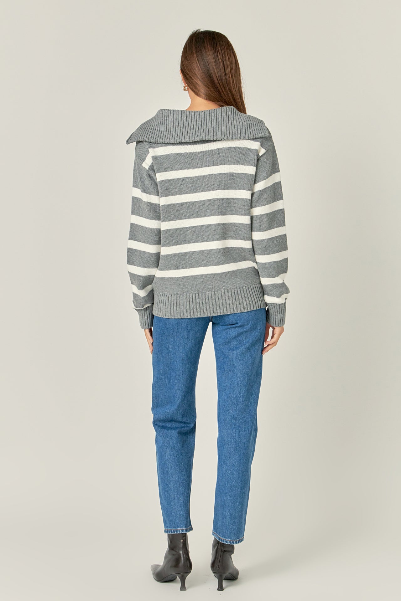 ENGLISH FACTORY - Striped Knit Zip Pullover - SWEATERS & KNITS available at Objectrare