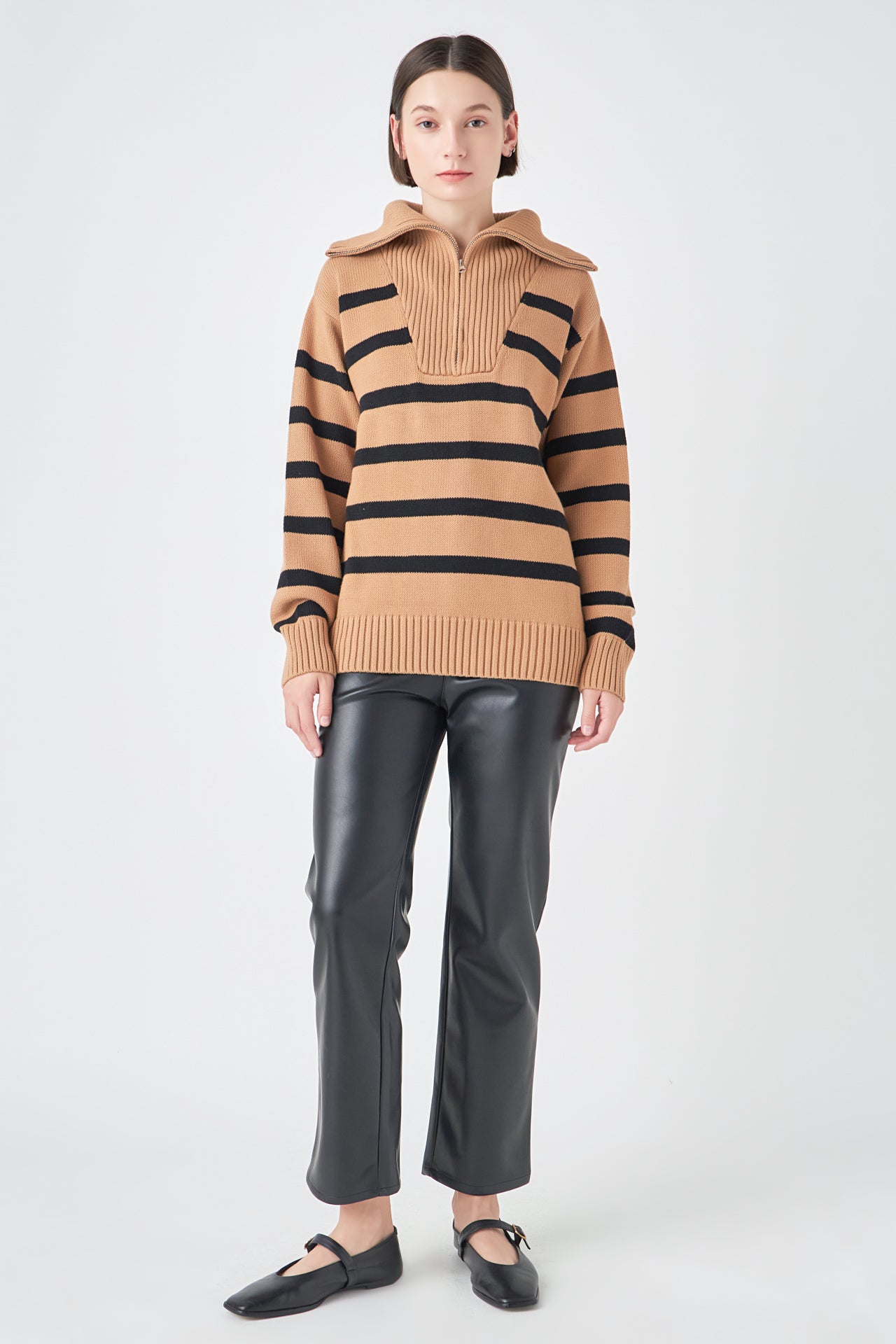 ENGLISH FACTORY - Striped Knit Zip Pullover - SWEATERS & KNITS available at Objectrare