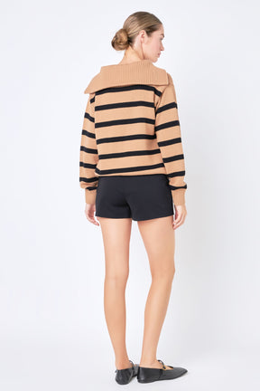 ENGLISH FACTORY - Striped Knit Zip Pullover - SWEATERS & KNITS available at Objectrare