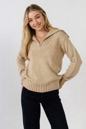 ENGLISH FACTORY - Solid Knit Zip Pullover - SWEATERS & KNITS available at Objectrare