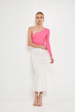 ENDLESS ROSE - One Shoulder Ribbed Knit Bodysuit - TOPS available at Objectrare