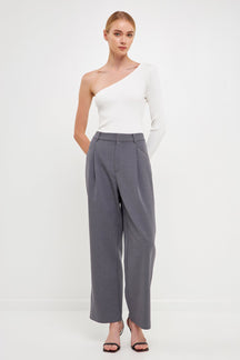 ENDLESS ROSE - One Shoulder Ribbed Knit Bodysuit - TOPS available at Objectrare