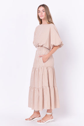 ENGLISH FACTORY - Check Tiered Maxi Skirt - SKIRTS available at Objectrare