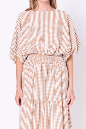 Check Tiered Maxi Skirt