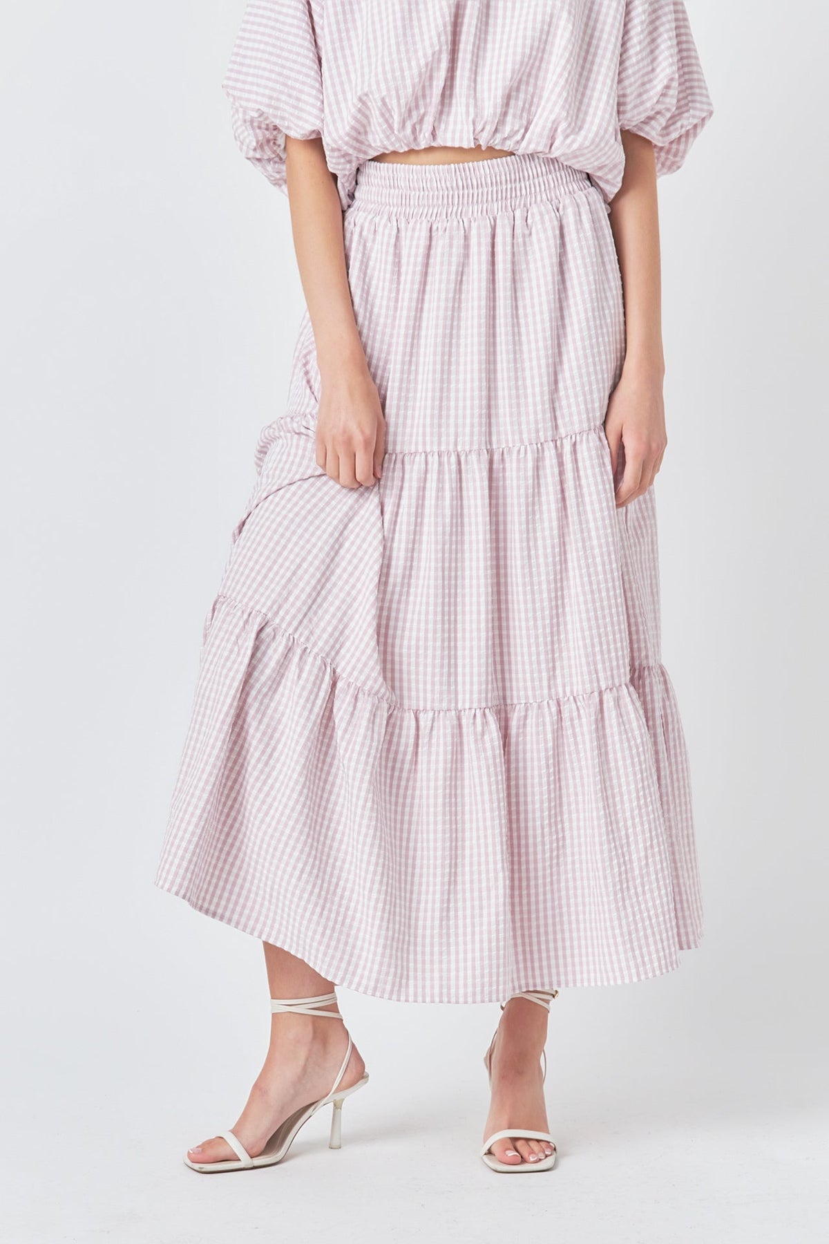 ENGLISH FACTORY - Check Print Tiered Maxi Skirt - SKIRTS available at Objectrare