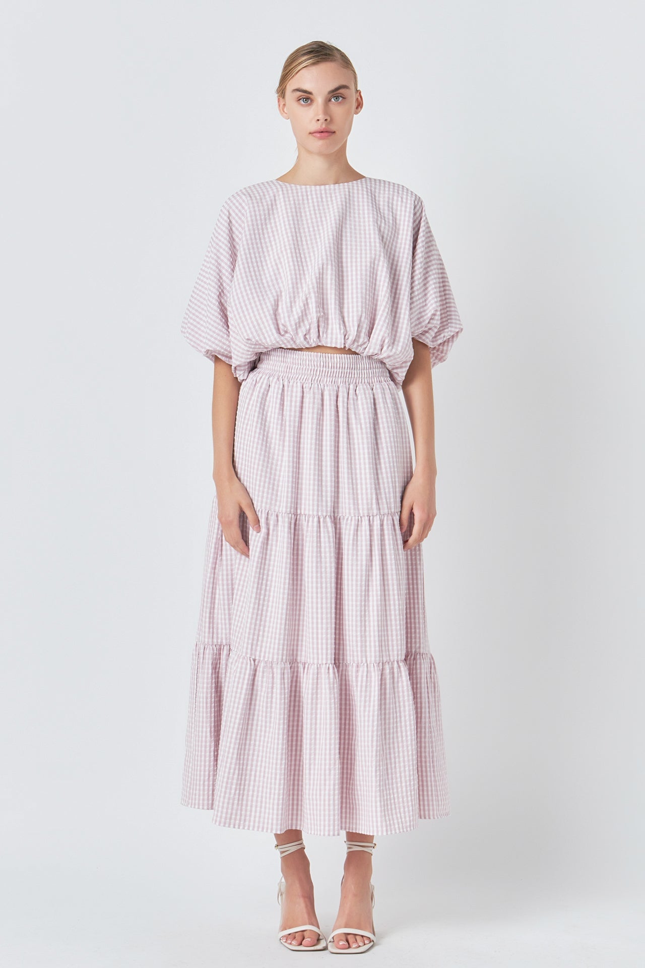 ENGLISH FACTORY - Check Print Tiered Maxi Skirt - SKIRTS available at Objectrare