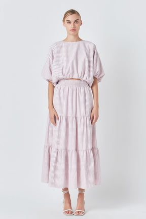 ENGLISH FACTORY - Check Print Tiered Maxi Skirt - SKIRTS available at Objectrare