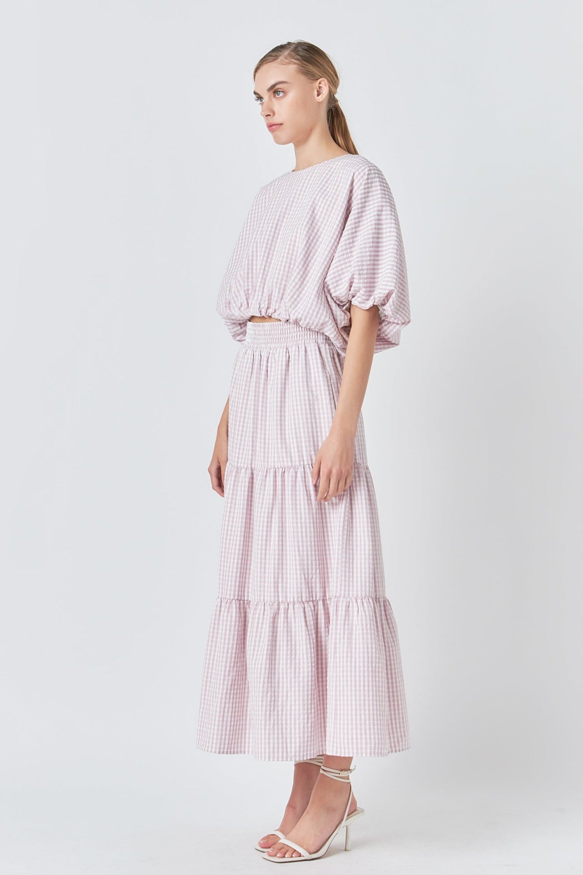 ENGLISH FACTORY - Check Print Tiered Maxi Skirt - SKIRTS available at Objectrare