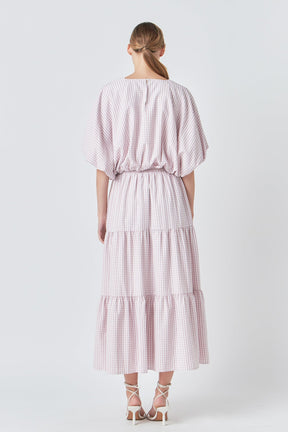 ENGLISH FACTORY - Check Print Tiered Maxi Skirt - SKIRTS available at Objectrare