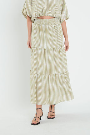 ENGLISH FACTORY - Check Print Tiered Maxi Skirt - SKIRTS available at Objectrare